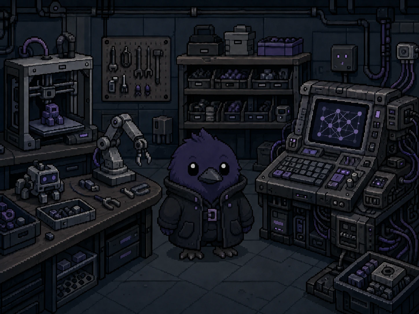 CrowBot game concept scene