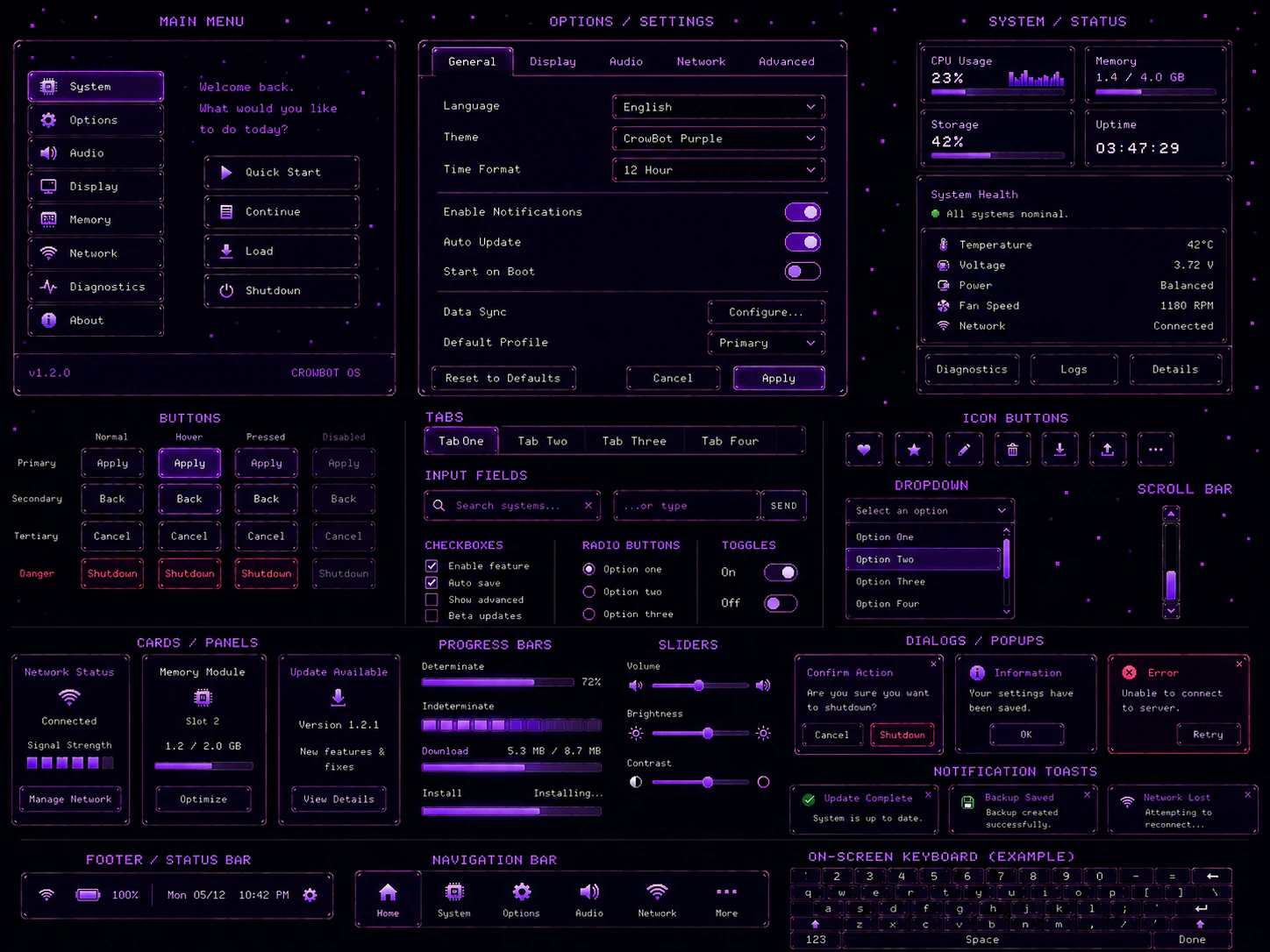 CrowBot product and interface collection
